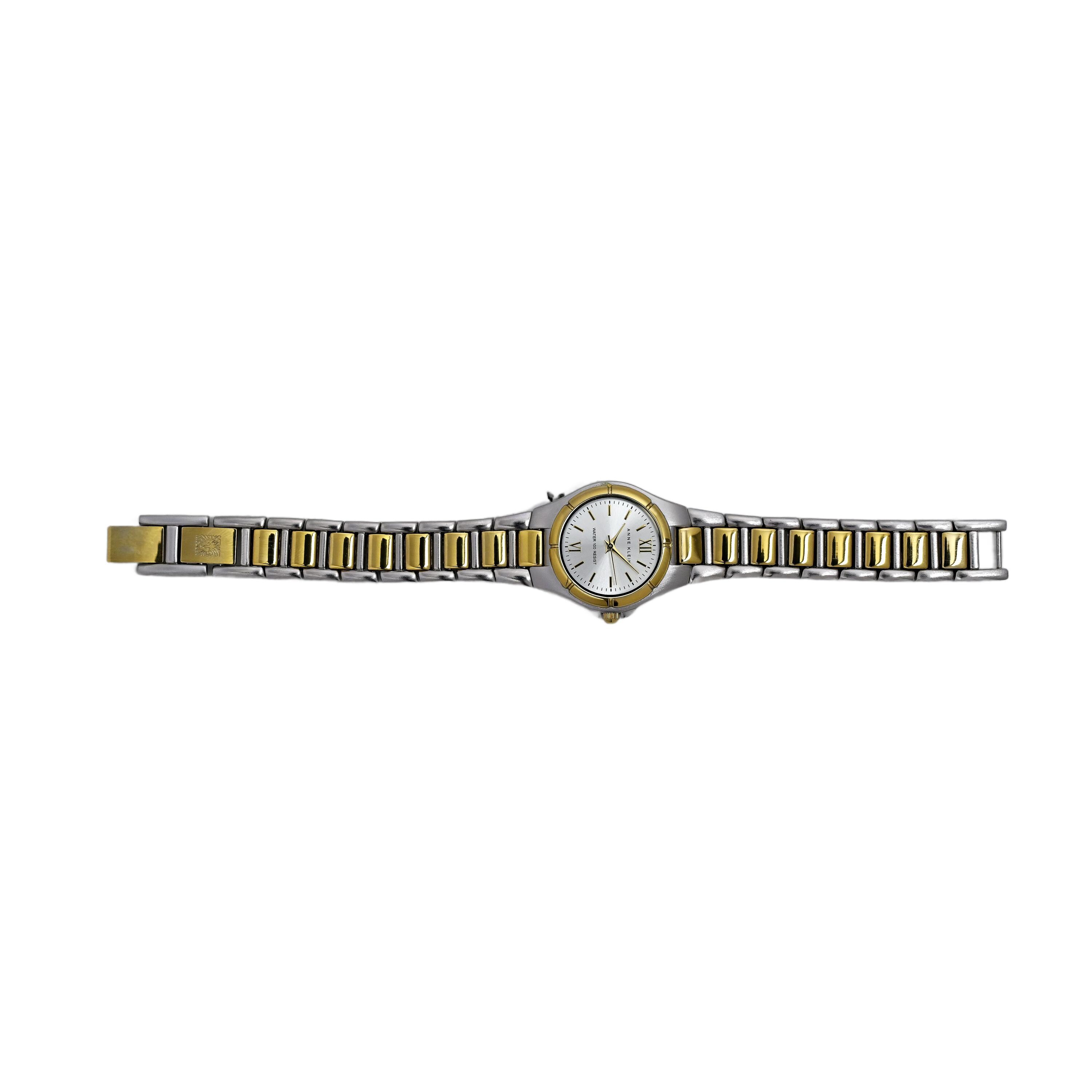 Anne Klein Gold Bezel Two Tone Bracelet Roman White Dial 