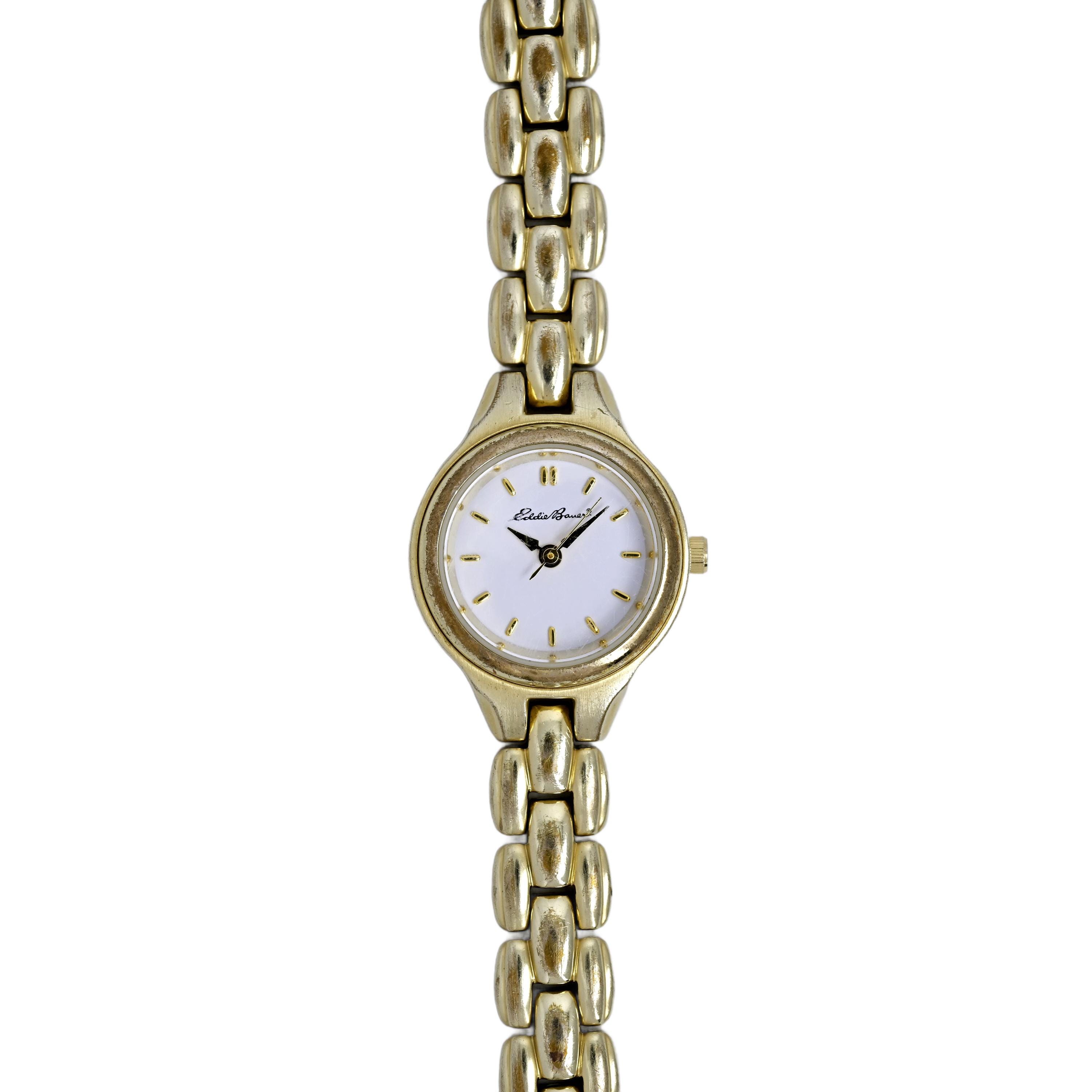 Eddie Bauer Ladies Vintage Gold Wrist Watch White Dial 