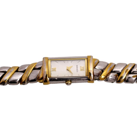 Seiko Ladies Watch Vintage Two Tone Bracelet Silver Dial