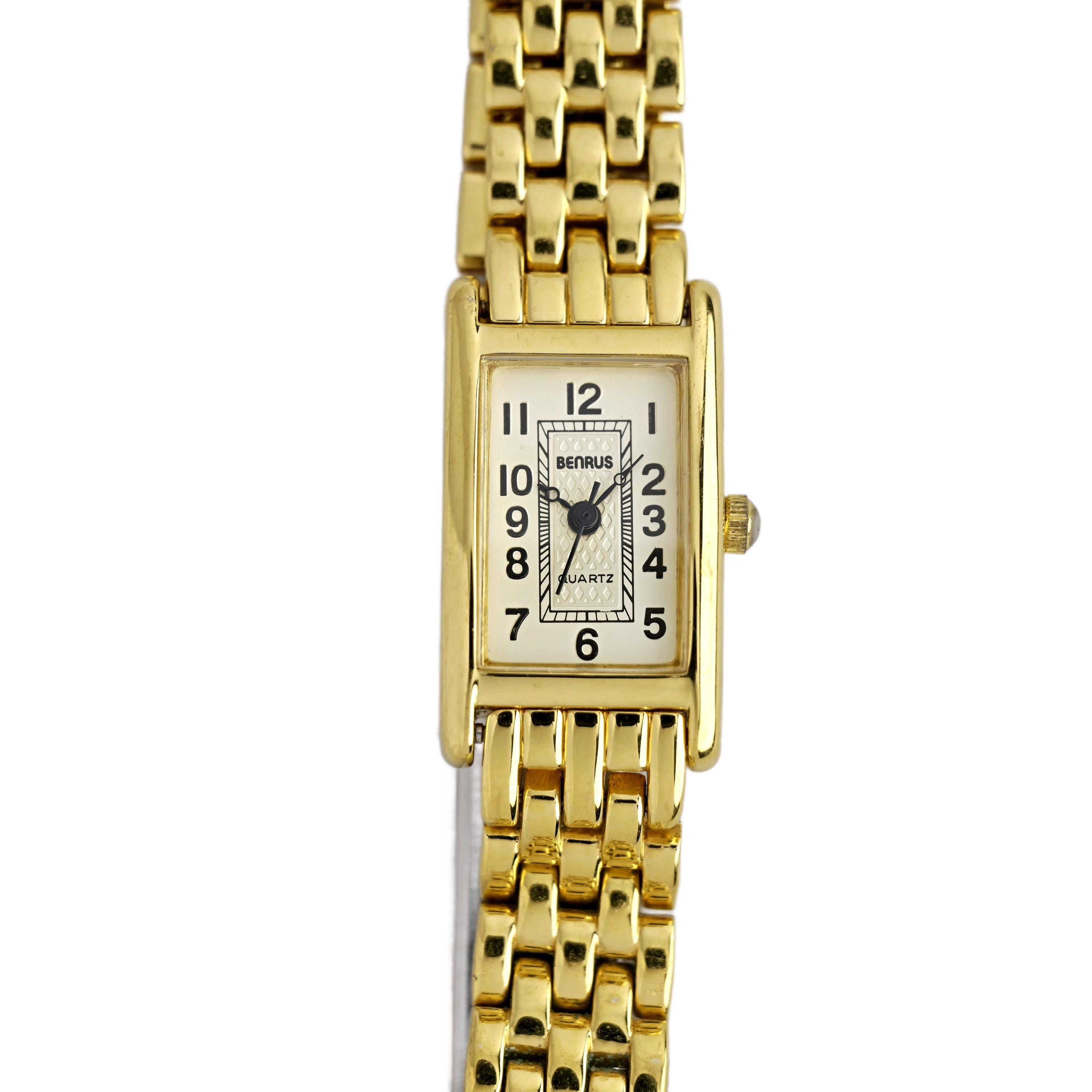 BENRUS Vintage Gold Quartz Rectangular Watch . Benrus Rectangular Wrist Watch for Men - Etsy main image 4