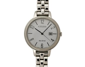 Citizen Chandler 31mm Stainless Steel Date Silver Dial Ladies Watch EW2440-53A