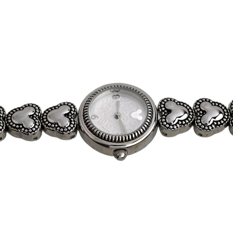 Disney Ladies Silver Watch White Dial Mickey Mouse Heart Link 5 5 inch Bracelet image 6