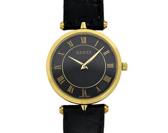 Gucci Vintage 1990's XL Gold Plated Roman Dial Quartz Watch 34mm