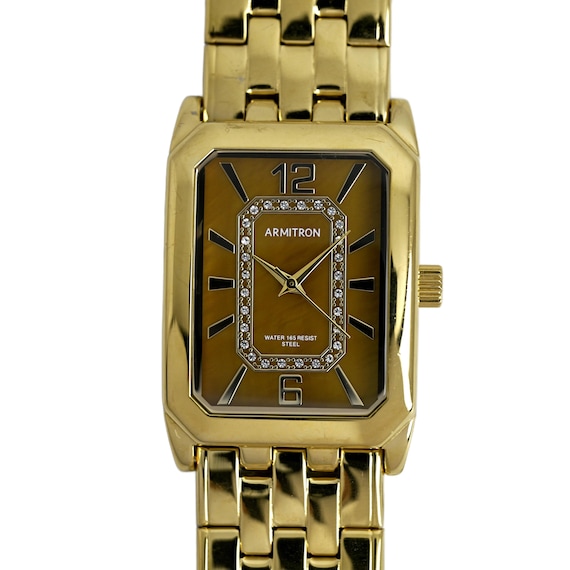 armitron gold dress watch Facet Oval Petite Royal Blue Dial Gold Small Ladies Watch Swiss Made  J5.897.XS