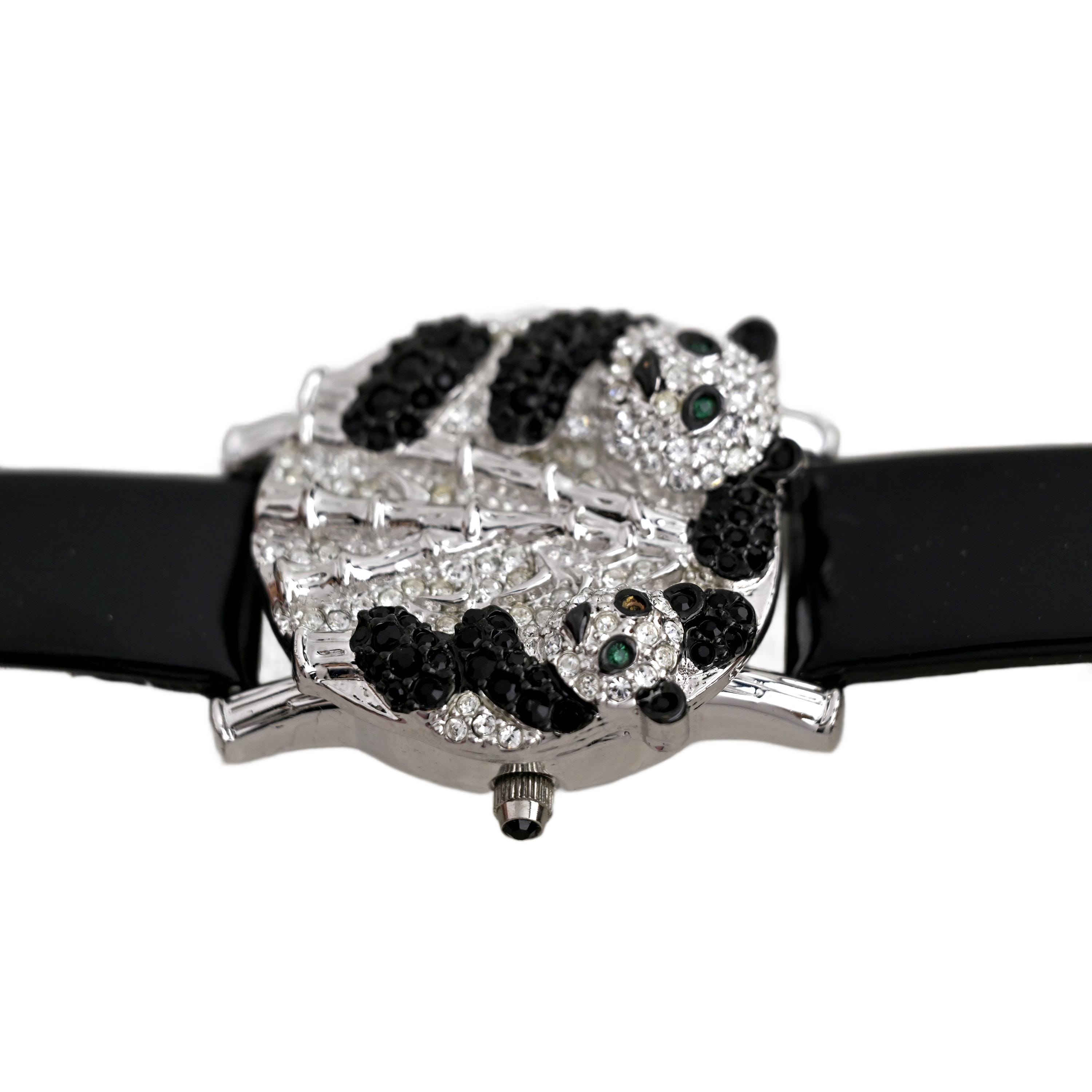 Victoria Wieck Crystal Panda Design Black Dial Bamboo  display picture 1