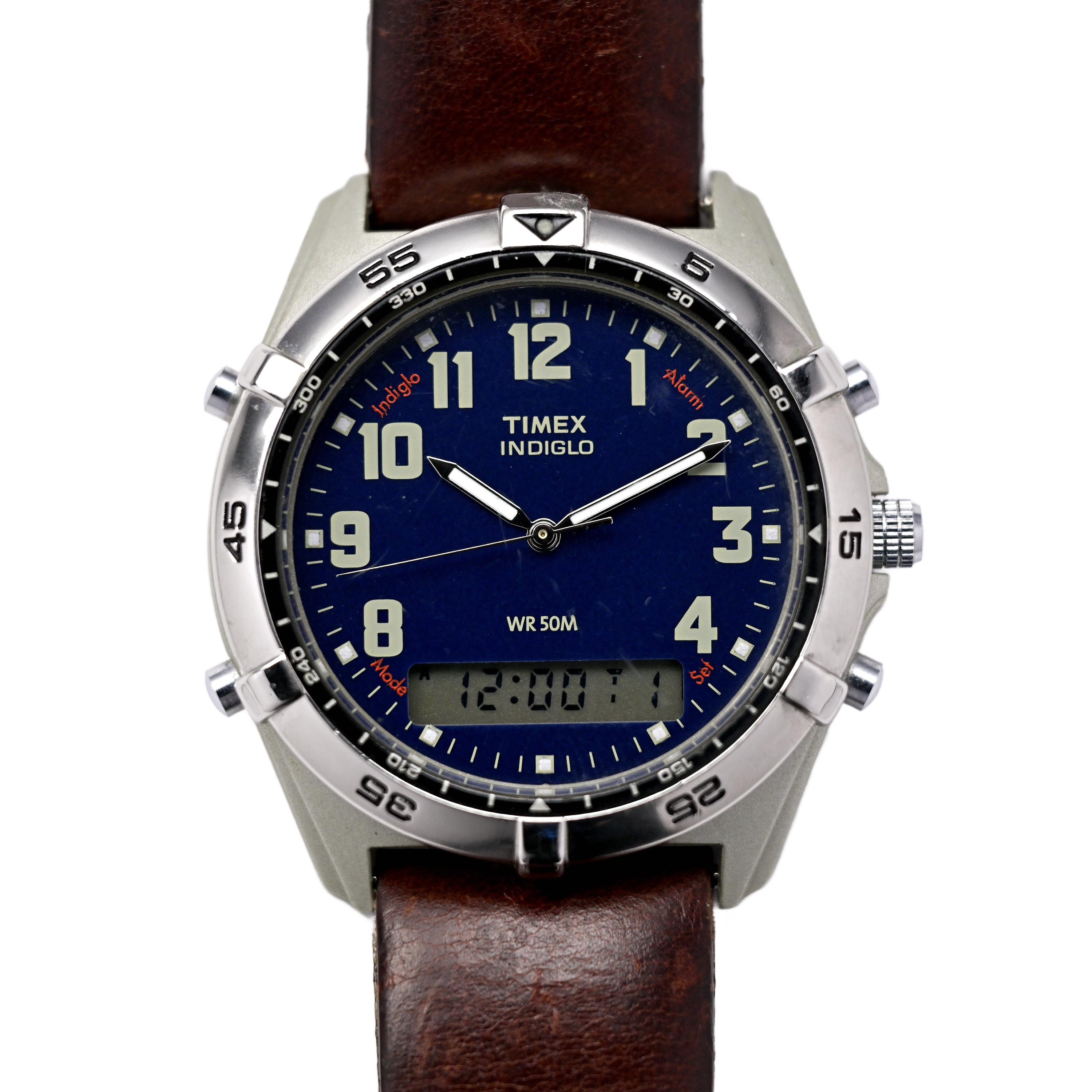 Timex Vintage Men s Watch Blue Dial Divers Watch 50m Indiglo 38mm