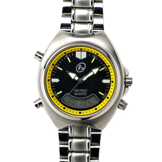 BUM Genuine Analog Digital Wrist Watch Yellow Inner Bezel