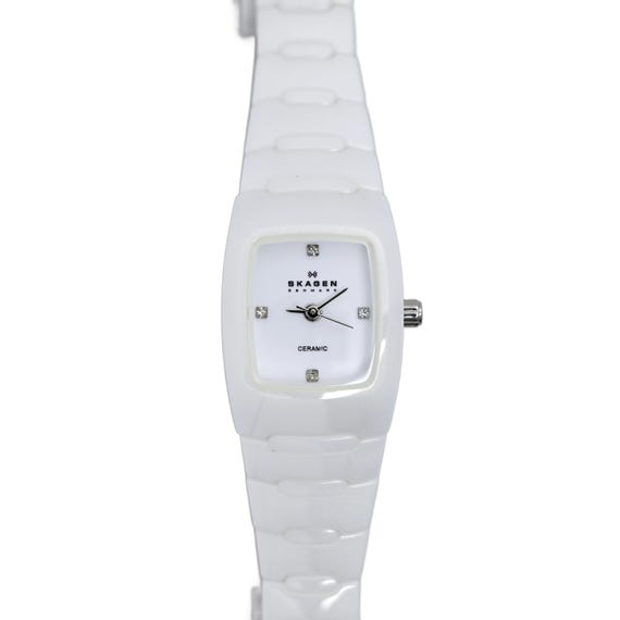 Skagen white ceramic watch deals