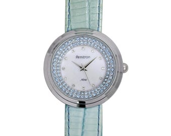 Armitron Silver Women\'s Oval Crystal-Trim Bracelet Watch Armitron ladies oval black dial silver tone crystal bracelet  main image 2