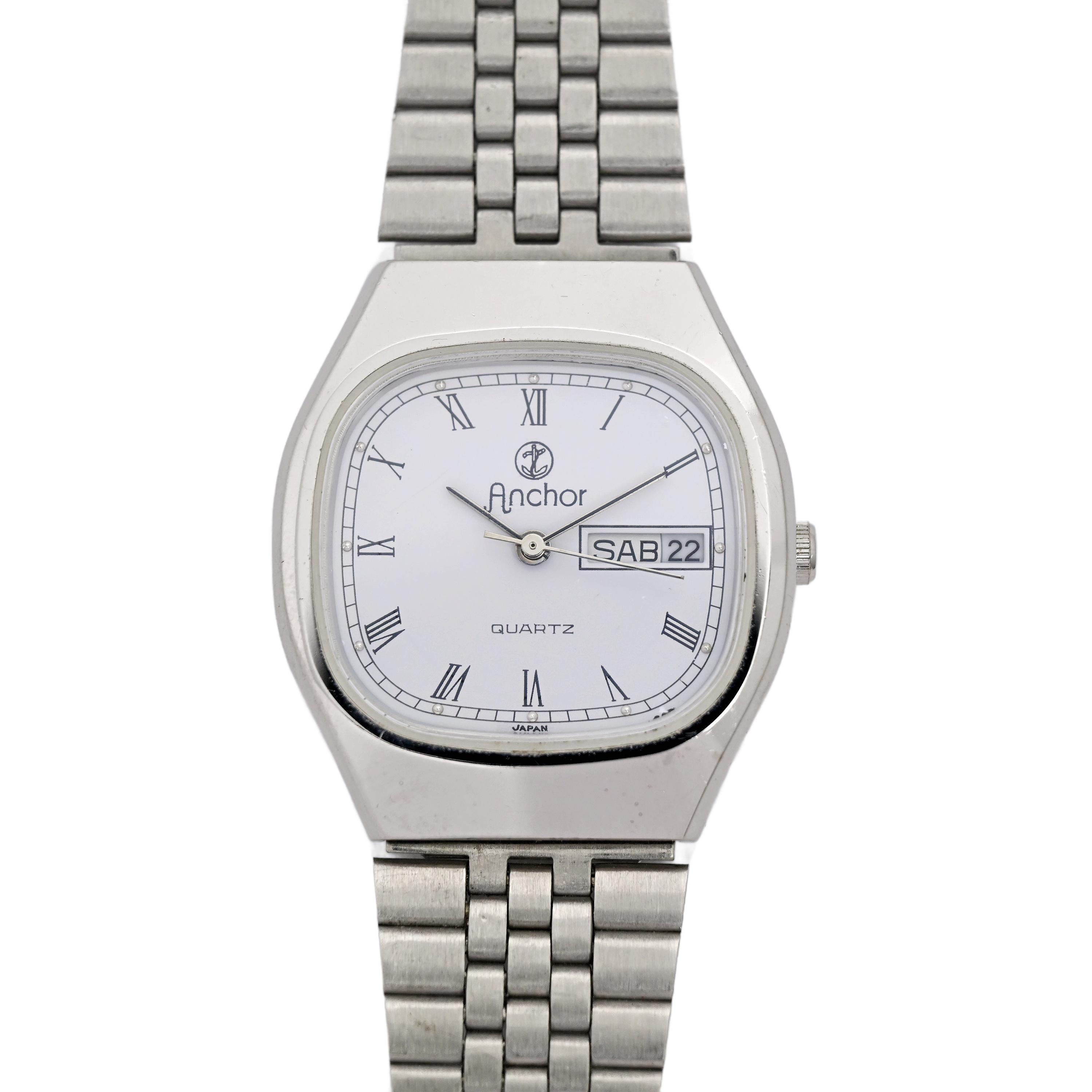 時計 Anchor Inc. Watch / CLEAR Anchor Quartz Roman Dial Japanese Watch 1990's White Dial - Etsy