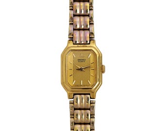 Seiko Vintage Gold Plated Quartz Tank Ladies Wrist Watch