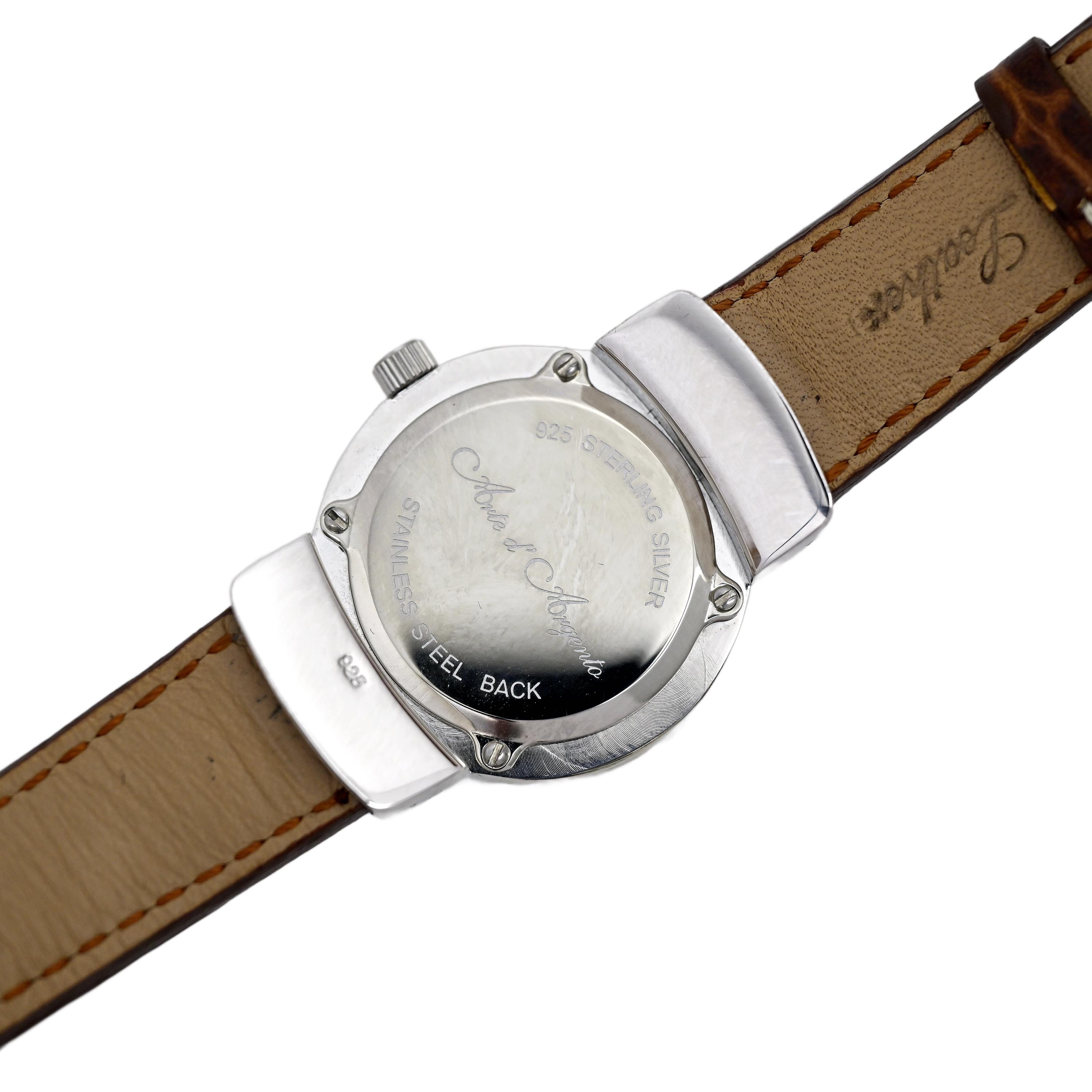 Arte d\' Argento Womens Watch 29mm Sterling Silver Leather Band New Battery Arte D main image 4