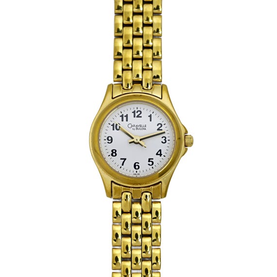 Caravelle Bulova Ladies Vintage Gold Plated White Dial Watch  display picture 1