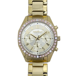 Caravelle Bulova New York Gold Diamond Baguette Bezel Ladies Wrist Watch