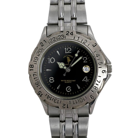 Hollywood Reiten 38 mm Club Uhr Stahl Armband Schwarzes
