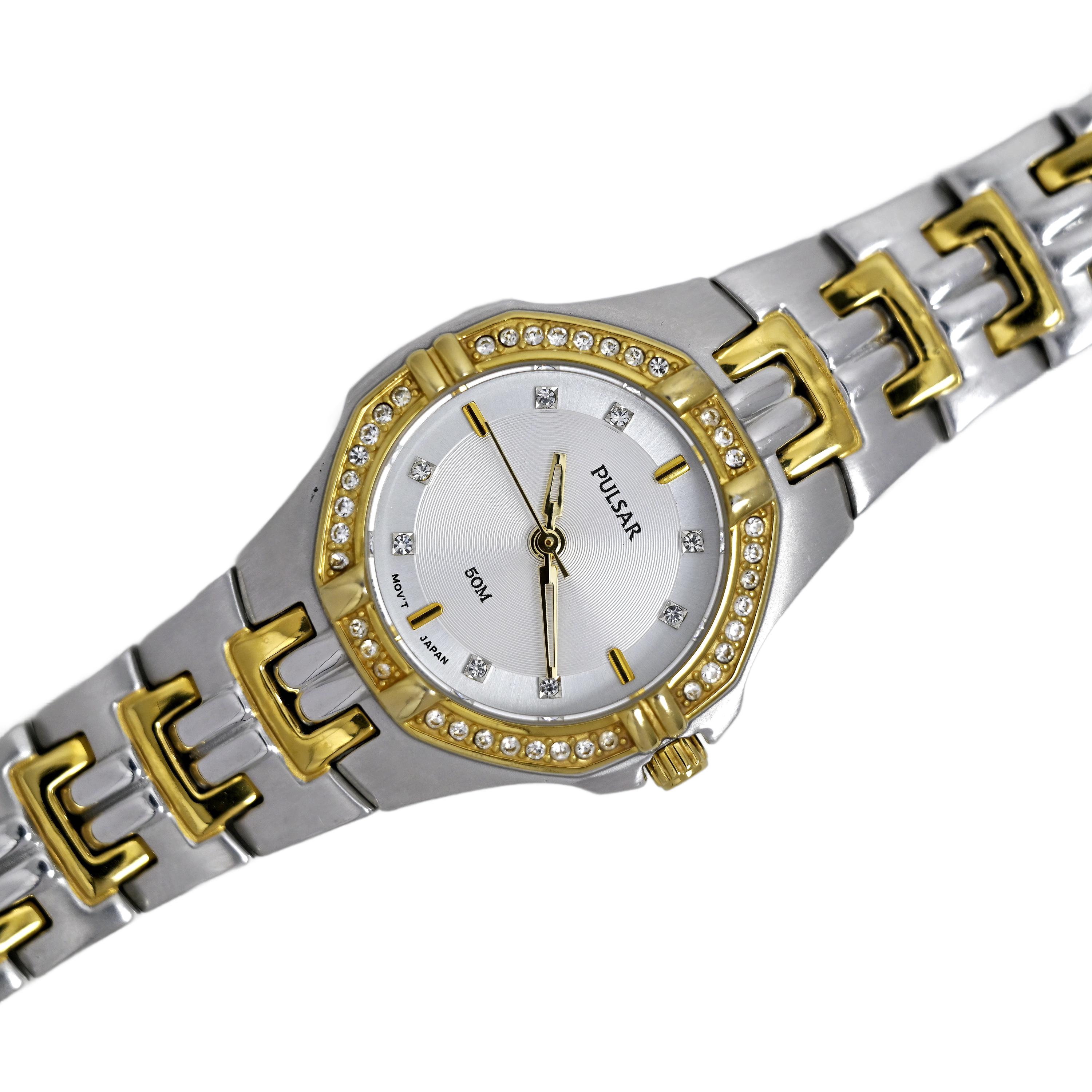 Pulsar Ladies Watch Crystals White Dial Stainless Bracelet 2-Tone Womens pulsar w/ Swarovski® Crystal | Mercari main image 3