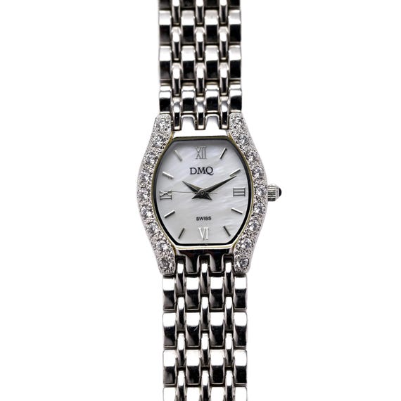 DMQ Swiss Ladies Wrist Watch Diamond Bezel Tank 1990s  display picture 1