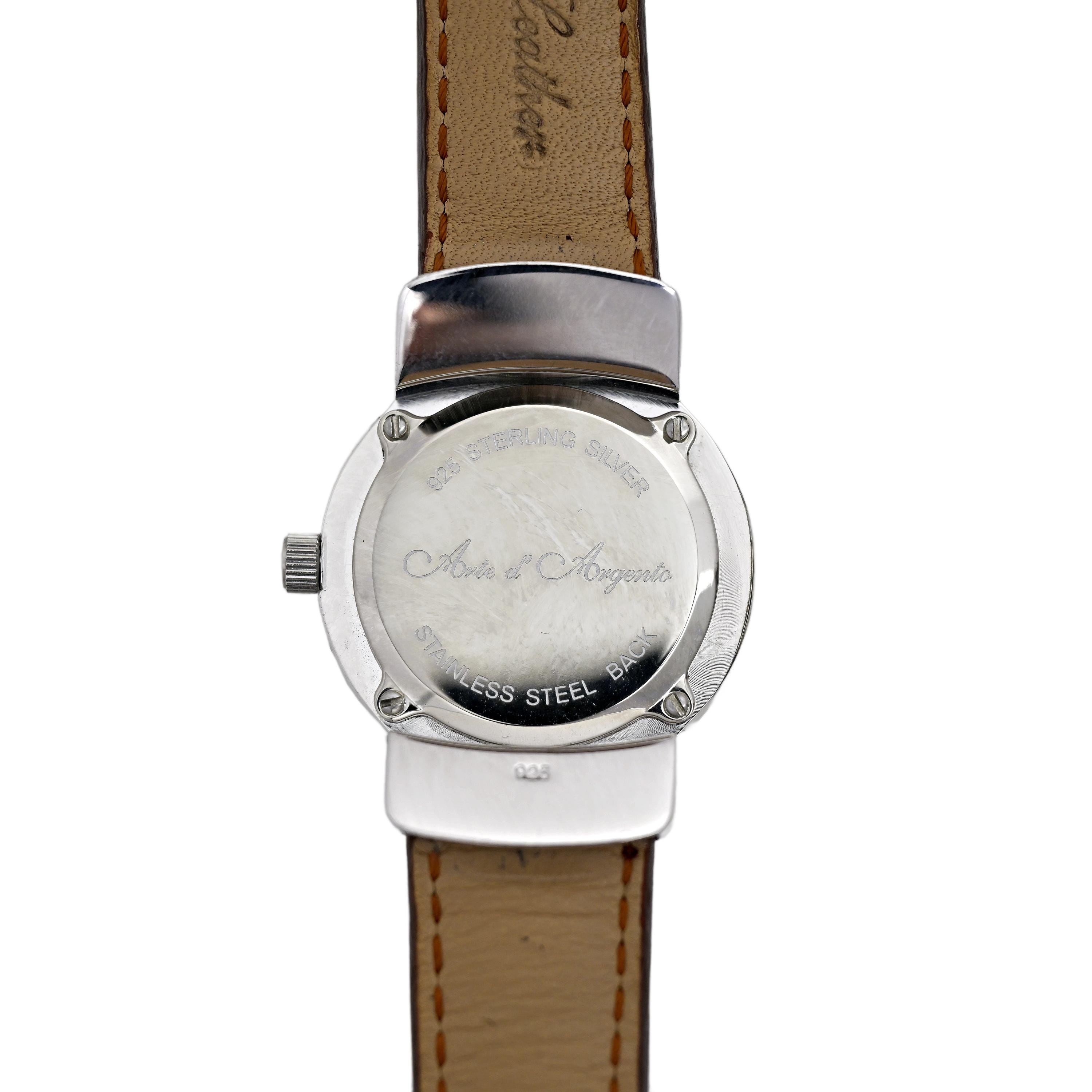 Arte d\' Argento Womens Watch 29mm Sterling Silver Leather Band New Battery Arte D main image 2