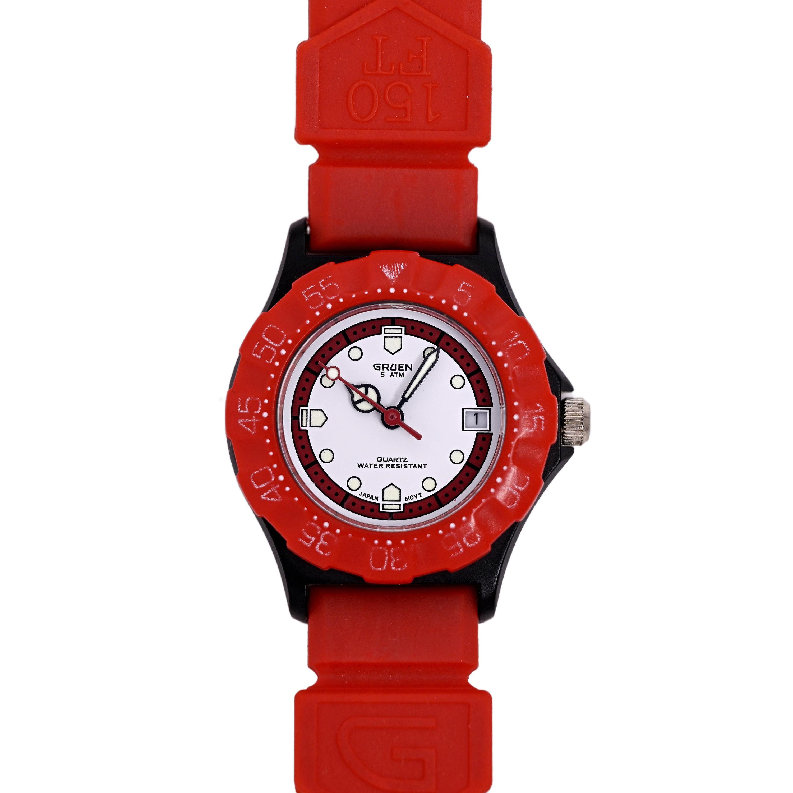 Gruen Bright Orange Silicone Strap Watch 40Nine Extra Large 50mm Orange & Green Watch – finalpriceclub main image 3