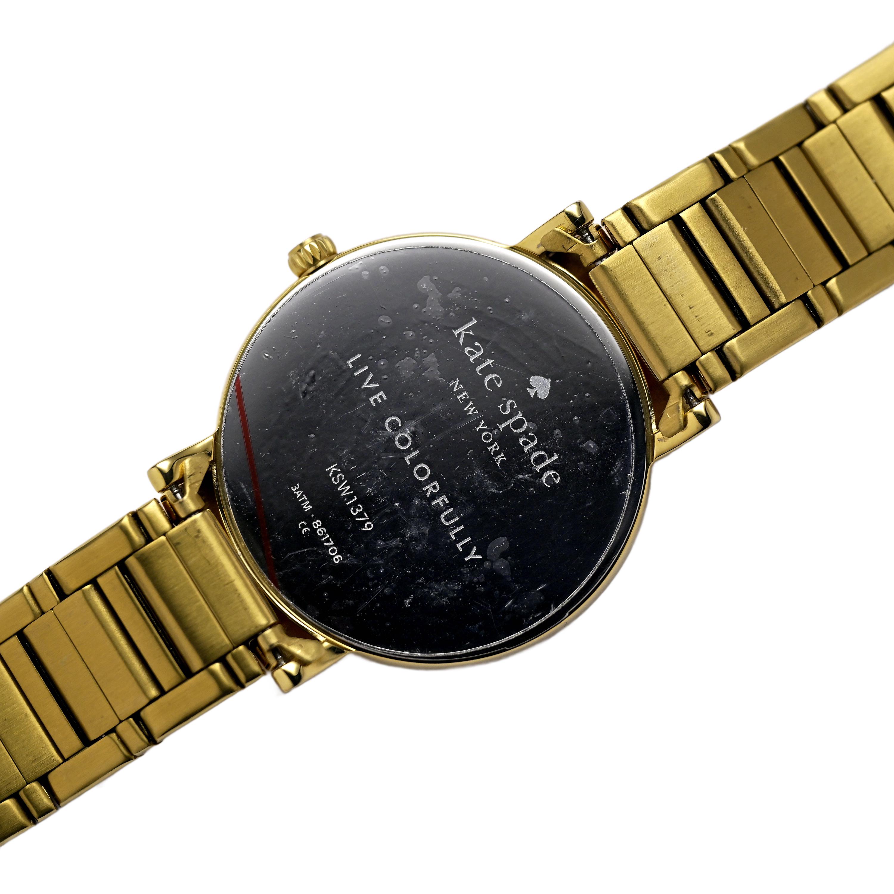 Kate Spade Gold Gramercy Grand Wrist Watch Ladies White Dial