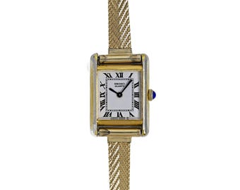 Seiko Vintage 1980's Ladies Tank Watch Gold Plated Roman Dial