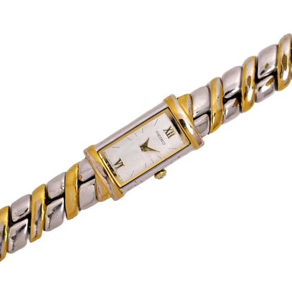 Seiko Ladies Watch Vintage Two Tone Bracelet Silver Dial