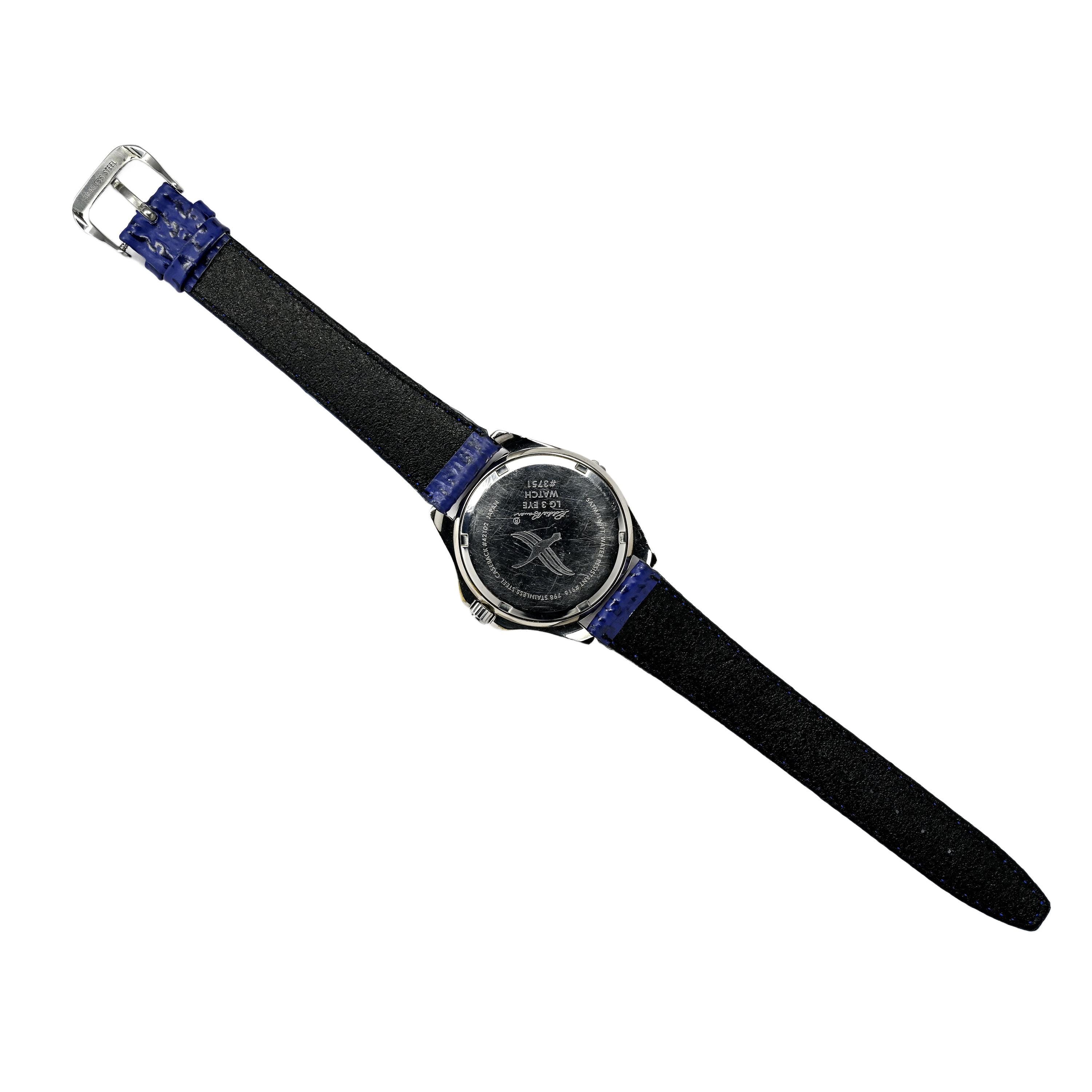 Eddie Bauer Divers Watch Blue and White Vintage Day Date Blue