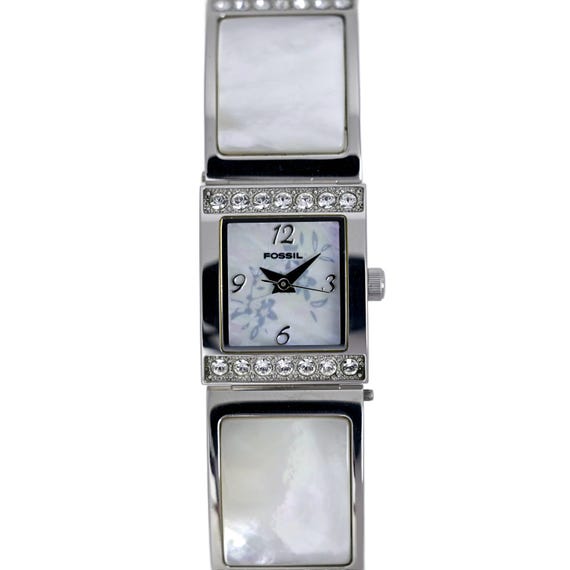 Fossil Damen ES-1402 Edelstahl Perlmutt Kristall Armbanduhr 50 M