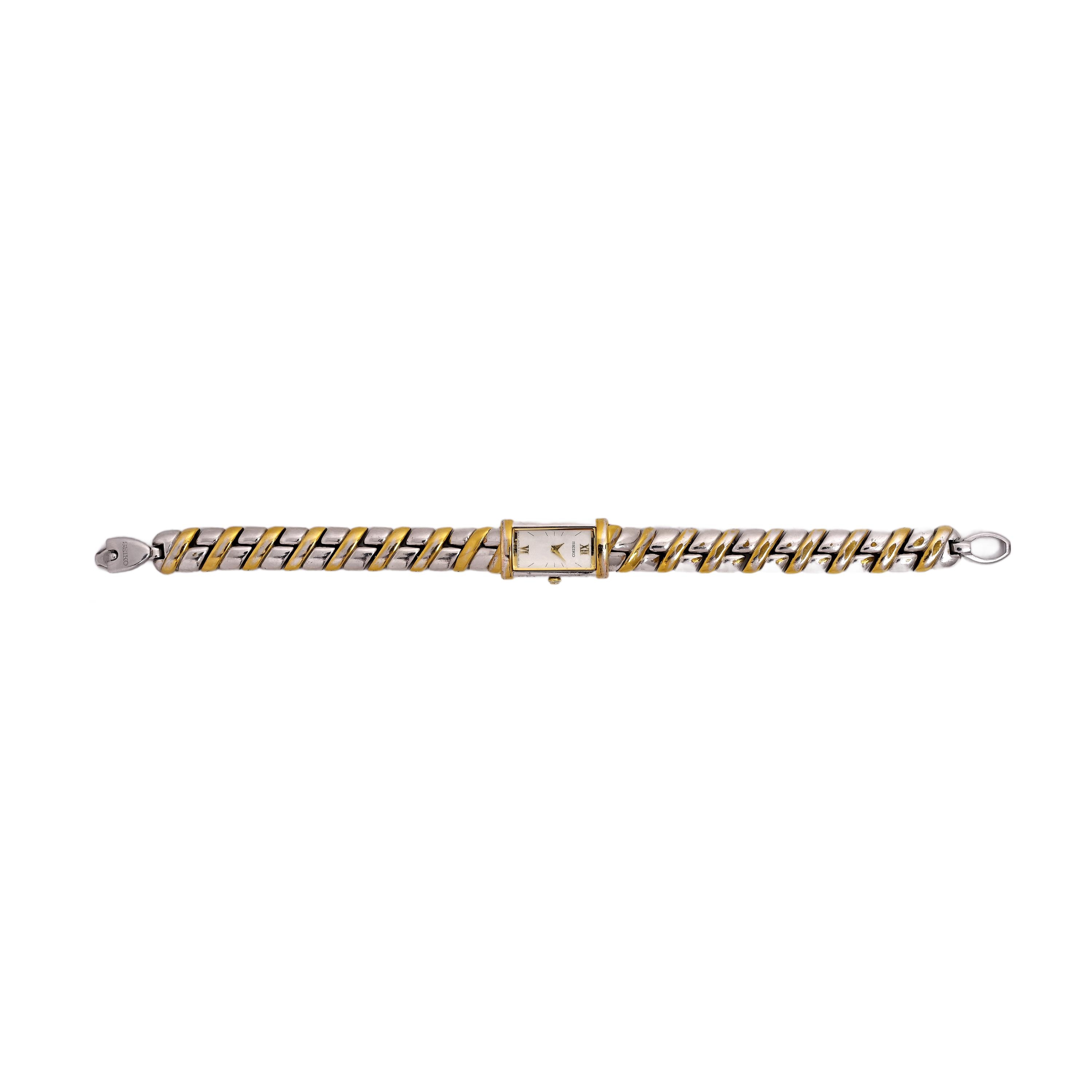 Seiko Rare Vintage Ladies Watch Curved Crystal White Dial Two-Tone Bracelet Bloom and Time PH | ???? ??????? 1985 ?????  main image 2