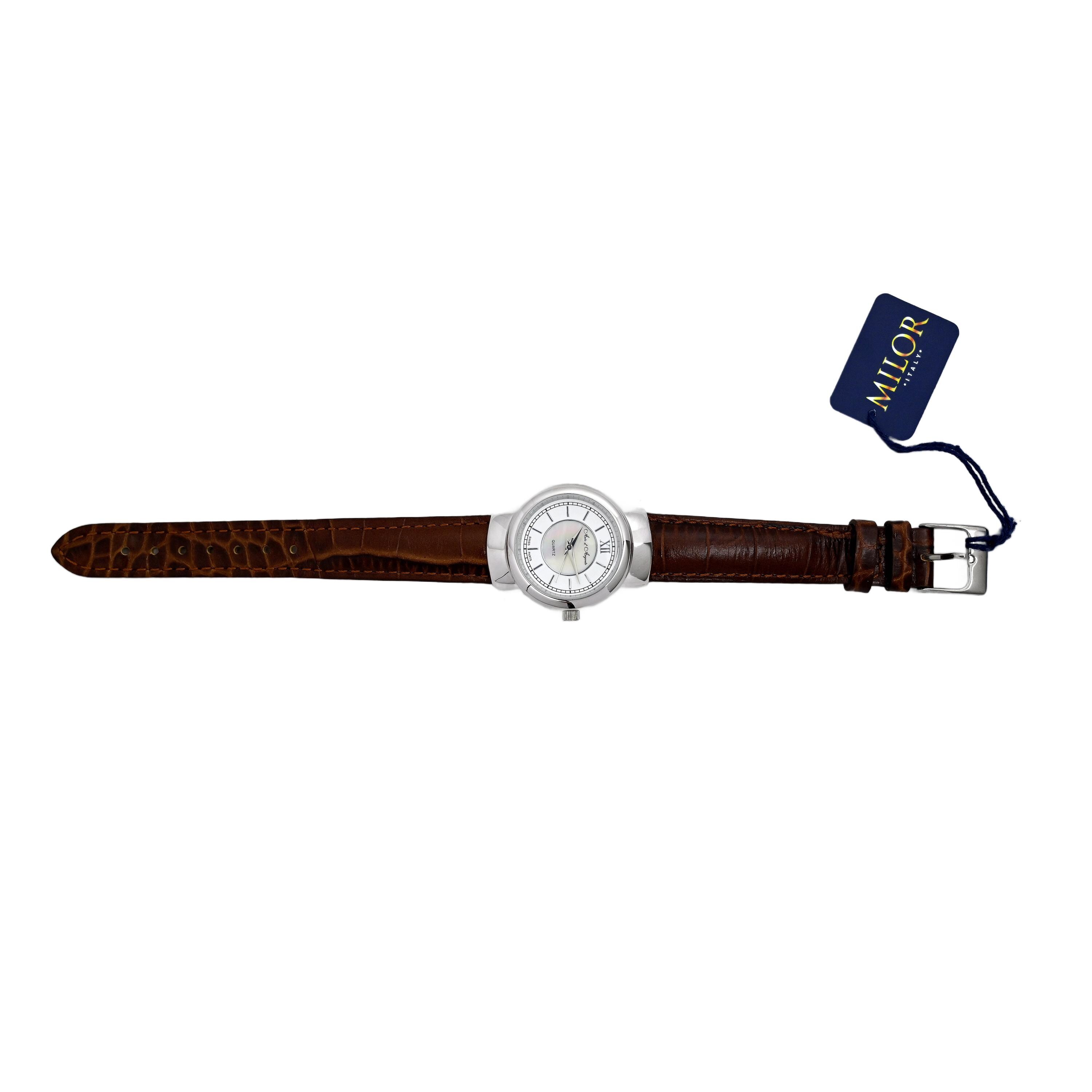 Arte d\' Argento Womens Watch 29mm Sterling Silver Leather Band New Battery Arte D main image 3