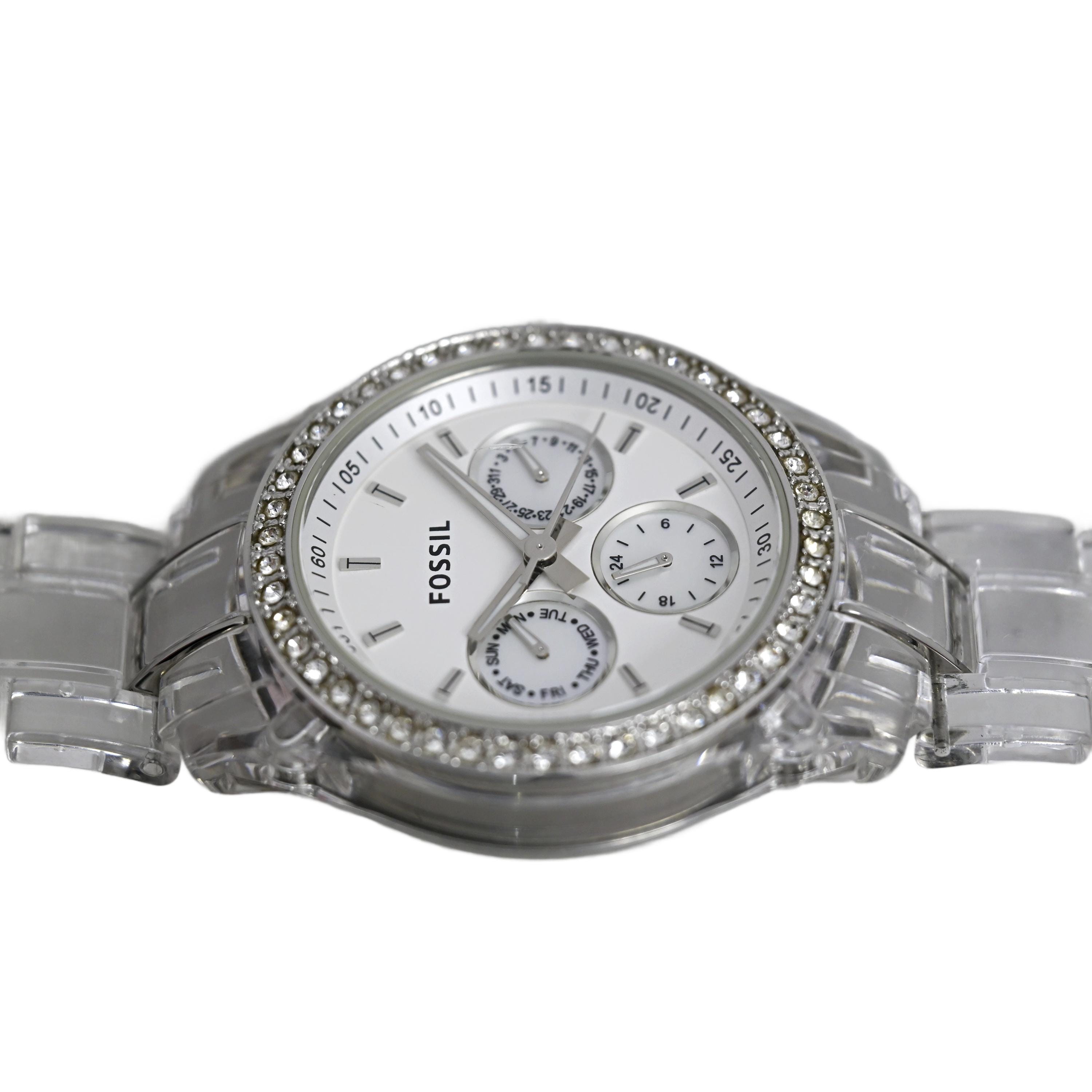 Fossil ES3498 Women\'s Watch Silver Tone Rhinestones Bezel Chain Bracelet s-l1200.jpg main image 4