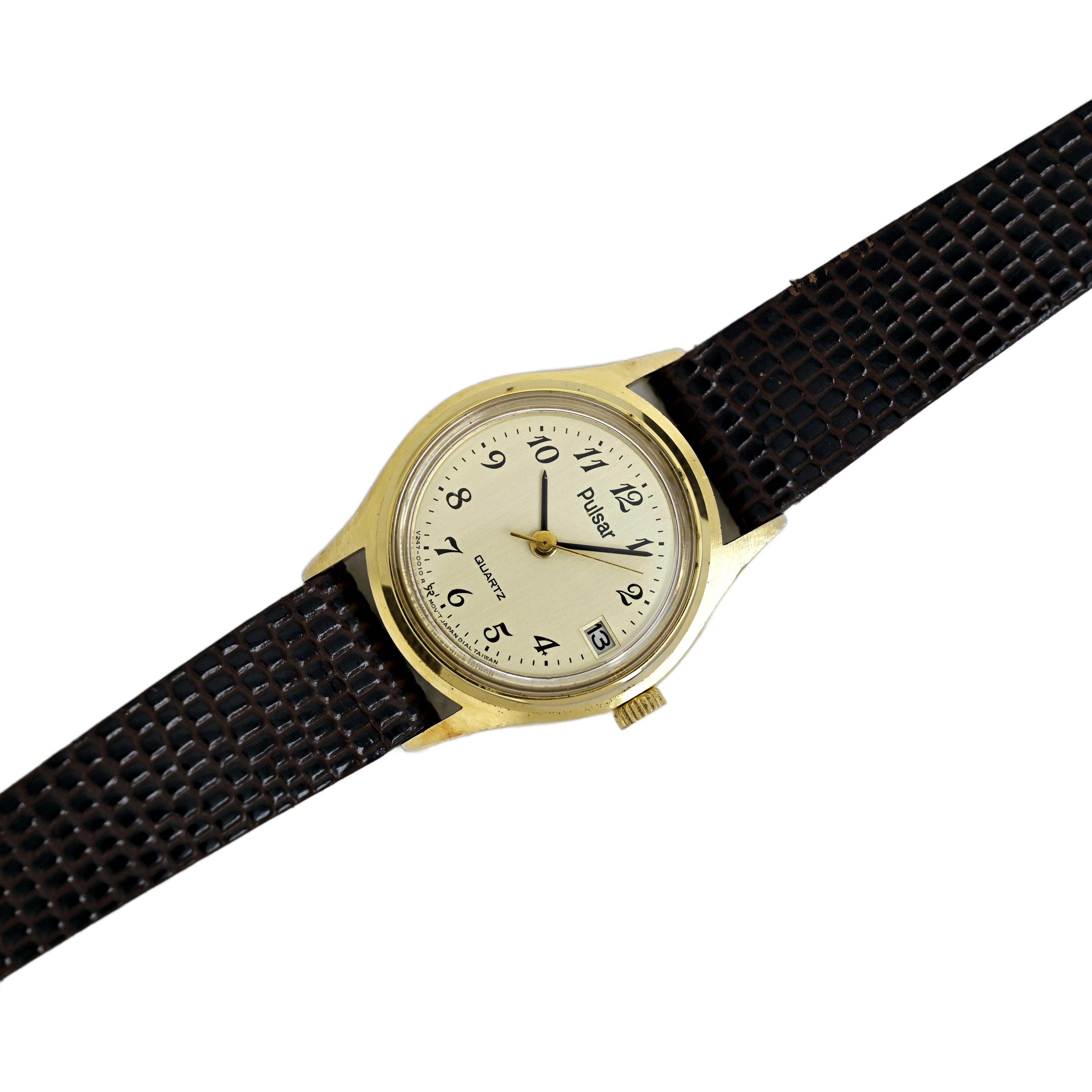 Pulsar by Seiko Ladies Vintage 1980's Gold Plated Quartz