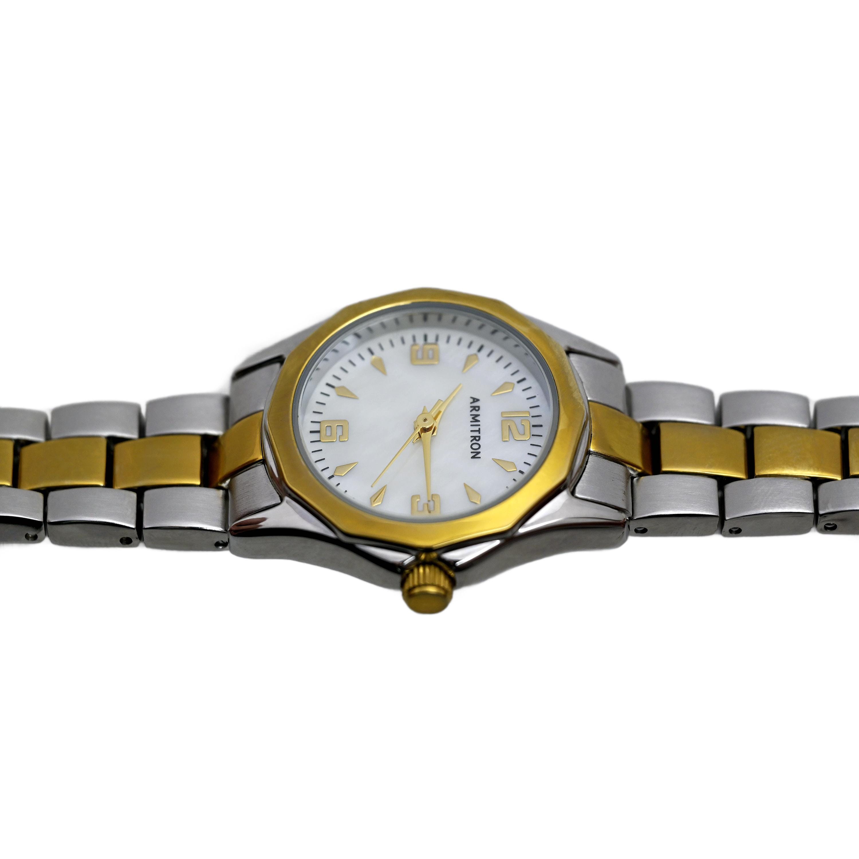 Armitron Ladies Mother of Pearl Dial Vintage Wrist Watch 27mm 217* Armitron Diamond, Mother of Pearl, Two Tone Gold and  main image 4