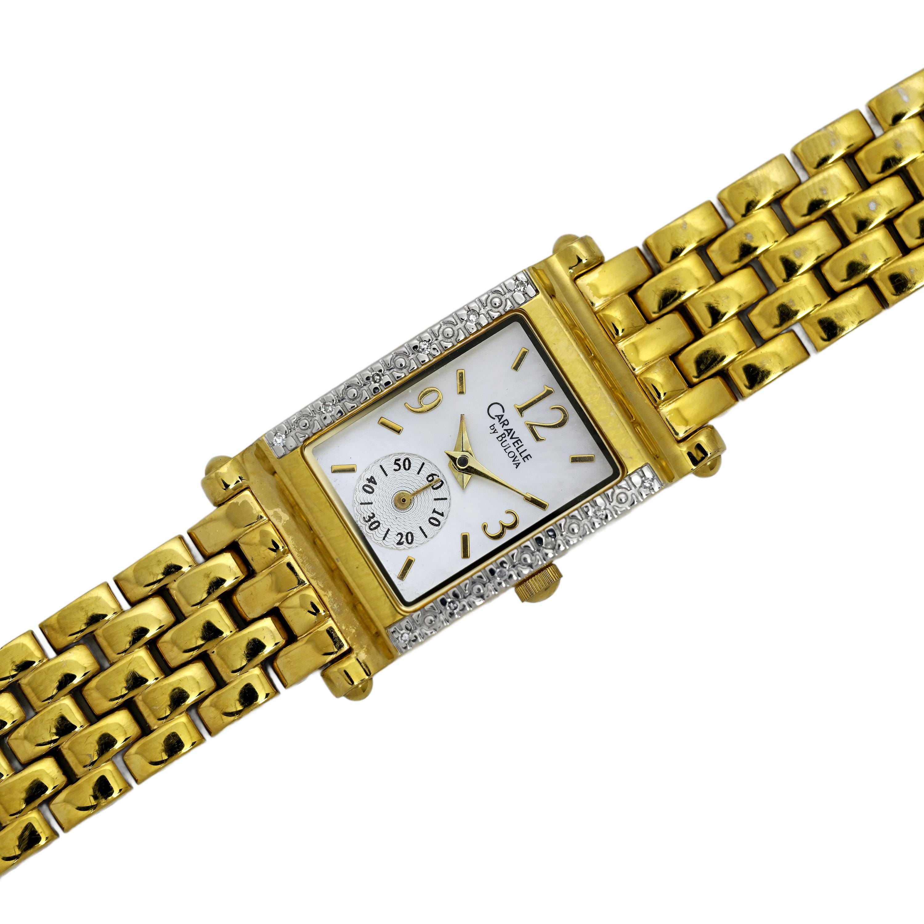 CARAVELLE BY BULOVA RETRO GOLD DIAMOND WATCH The Stone Age Antiques (Ajesh Jose) | Vintage Caravelle  main image 4
