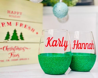 Taças de vinho de Natal, Taça de vinho de Natal personalizada, Taça de vinho de Natal, Presente de vinho para festa de Natal, Presente de Natal para amantes de vinho