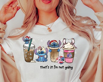 That's It I'm Not Going Christmas Stitch Tee, Stitch Xmas Tee, Disney Xmas Stitch Coffee Latte Tee, Iced Latte Winter Tee, Disney Fam Xmas