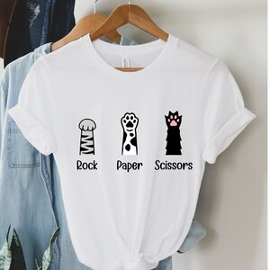 Rock Paper Scissors Cat Paws T-Shirt, Cat Lover Shirt, Cat Mom Shirt, Cute Cat Paws T-Shirt, Rock Paper Scissors Shirt, Funny Cat T-Shirt