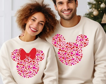 Mickey Mouse And Minnie Mouse Head Sweater, Mickey n Minnie Couple Sweat, Valentine's Couple Sweat, Disney Lovers Family Sweat, Disney Gift