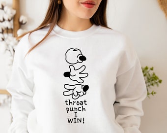 Rock Paper Scissors Throat Punch I win Sweater, Rock, Paper, Scissors, THROAT PUNCH, I Win, Mickey Mouse Hands, Funny Sweater, Adult Humor,