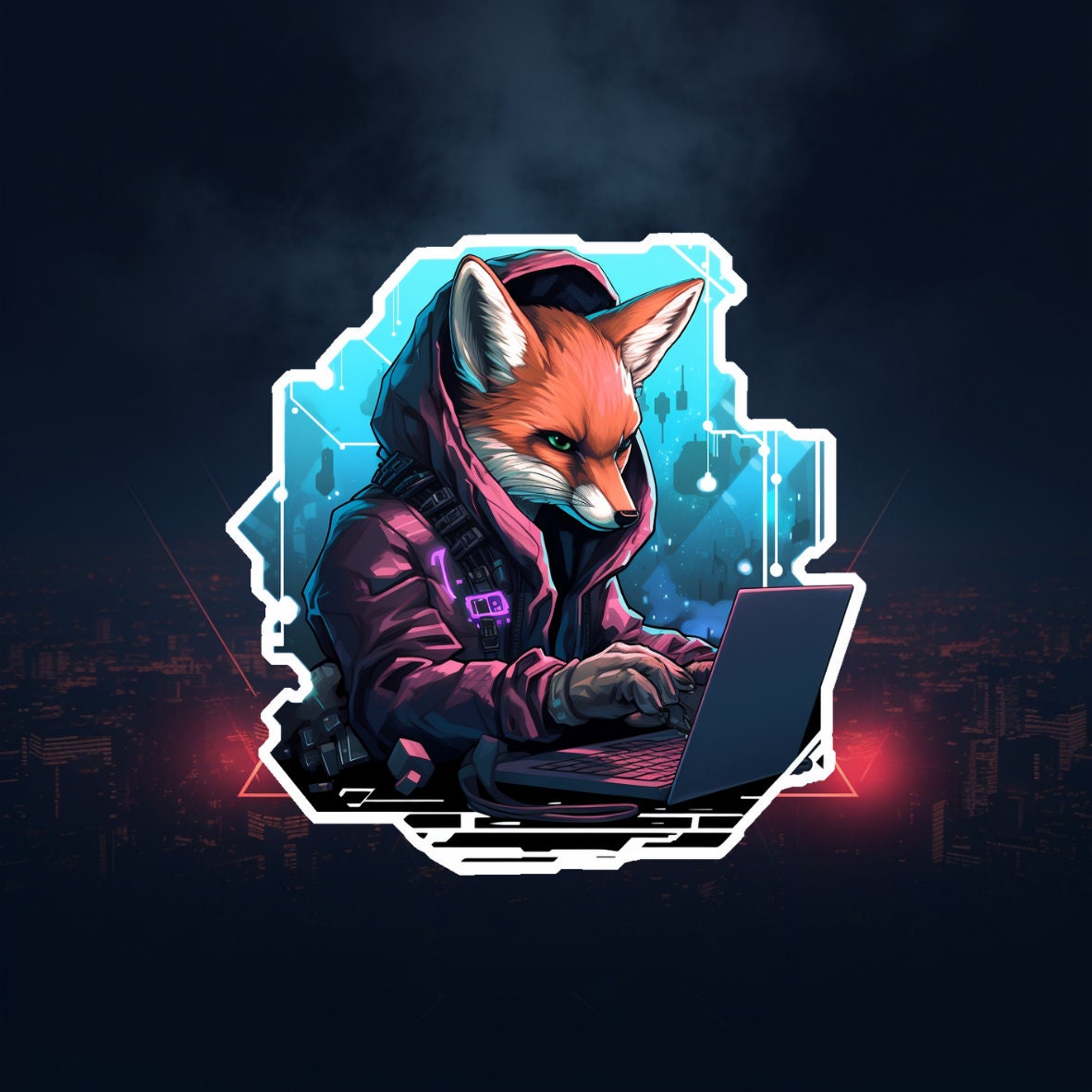 high resolution therian logo with fox in backround - AI Generated