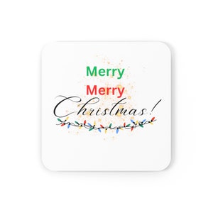 Merry Christmas Coaster Set, Stylish Winter Coaster Set, Festive Holiday Coaster Set, Elegant Christmas Coaster Set,  Holiday Coasters
