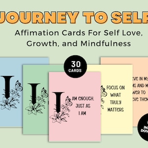 Cartes de voyage vers les affirmations de soi pour l'amour, la croissance et la pleine conscience