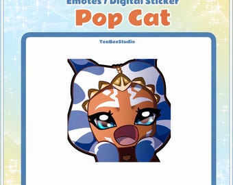 Gesto animado y pegatina digital Ahsoka POP CAT: Star Wars Chibi (formato GIF)