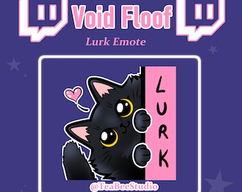 Lindo emoticono de gato negro acechando para Twitch, YouTube y Discord (digital)