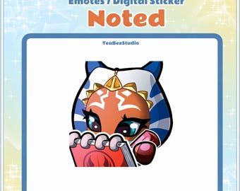 Emoticono animado y pegatina digital de Ahsoka NOTED: Star Wars Chibi (formato GIF)