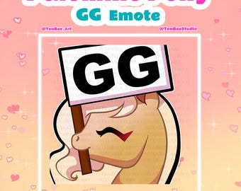 Pegatina estética de poni palomino GG para Discord, TikTok y Twitch (descarga digital)