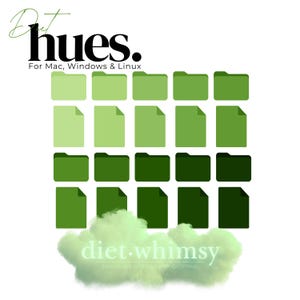 Peut inclure: Une palette de couleurs de nuances de vert affichées dans une grille de 18 carrés. La palette est intitulée "Diet Hues" et "colorways without compromise".