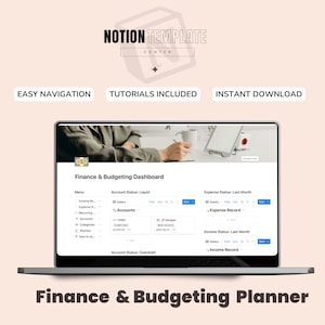 Notion Template Finance Tracker, Digital Budget and Finance Planner, Monthly budget, Expense Tracker, Finance, Money, Business