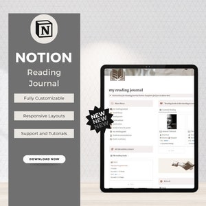 Notion Reading Journal | Book Tracker, Book Review, Reading Log, Reading Tracker, Reading Planner, Book Journal, Reading List