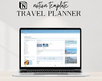 Notion Template Travel Planner (Soft Blue), Notion Planner, Notion Travel Itinerary, Travel Journal, Travel Organizer,  Notion Dashboard